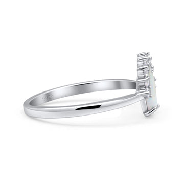 Oval Rhodium Plated Thumb Ring Statement Fashion Ring Lab Created White Opal 925 Sterling Silver